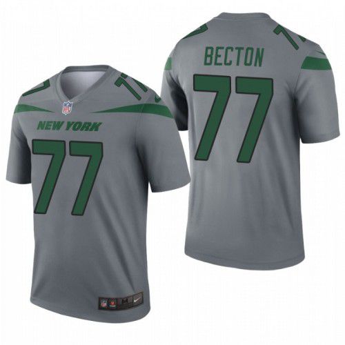 Men New York Jets 77 Mekhi Becton Nike Grey Inverted Legend NFL Jersey